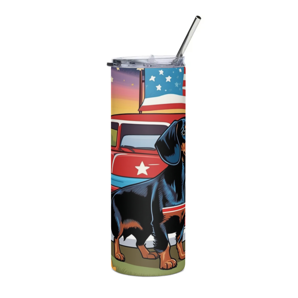 PugMug Custom Black Dachshund Stainless Steel Tumbler