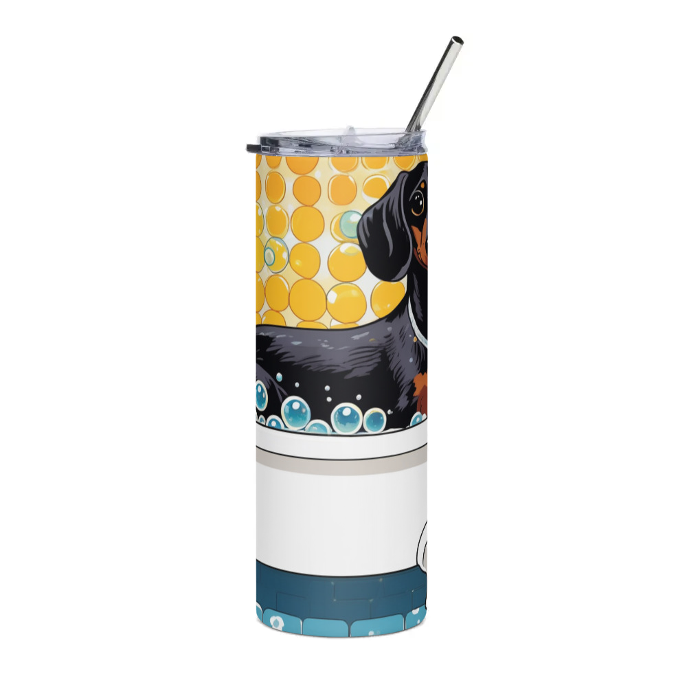 PugMug Custom Black Dachshund Stainless Steel Tumbler