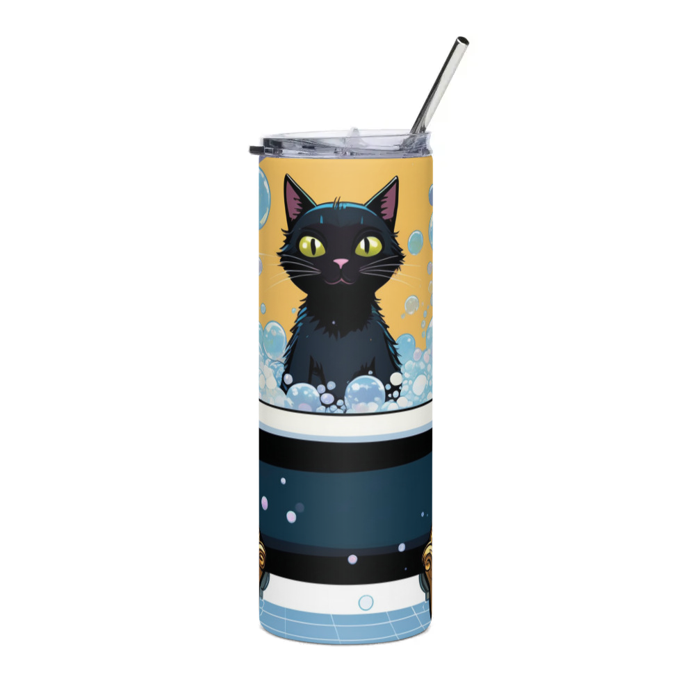 PugMug Custom Black Companion Cat Stainless Steel Tumbler