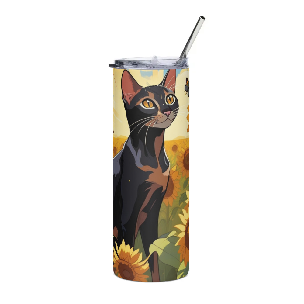 PugMug Custom Black Abyssinian Cat Stainless Steel Tumbler