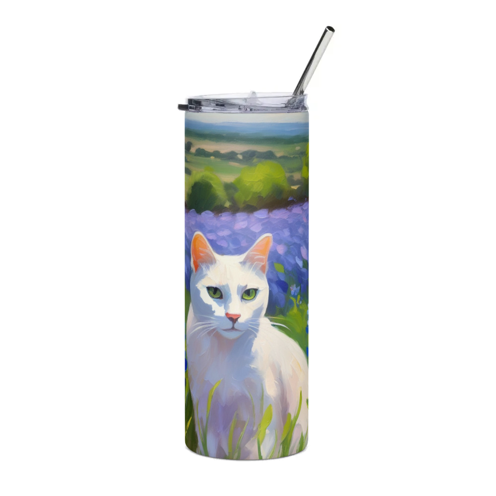 PugMug Custom White Companion Cat Stainless Steel Tumbler