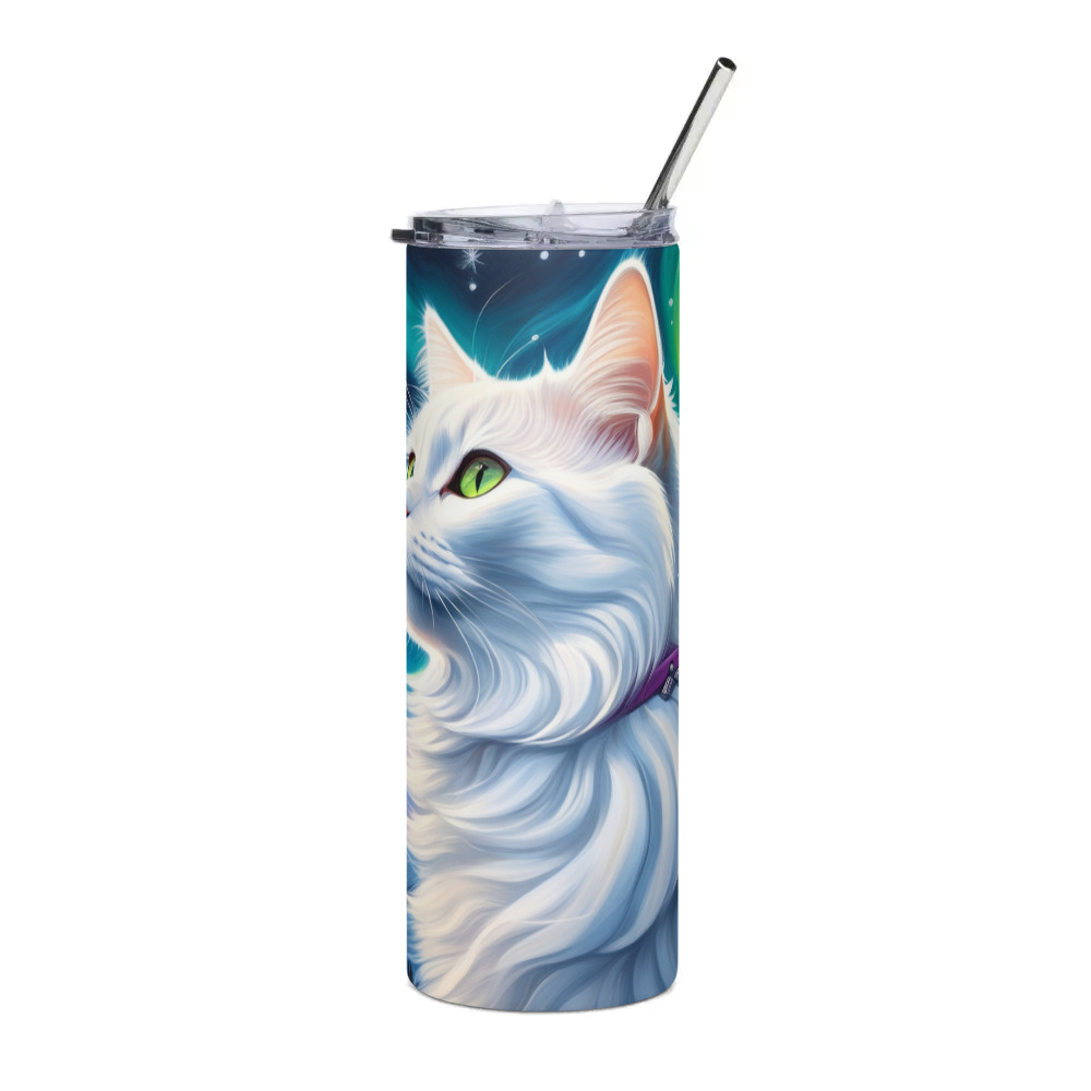 PugMug Custom White Companion Cat Stainless Steel Tumbler
