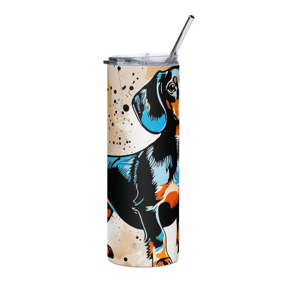 PugMug Custom Black Dachshund Stainless Steel Tumbler