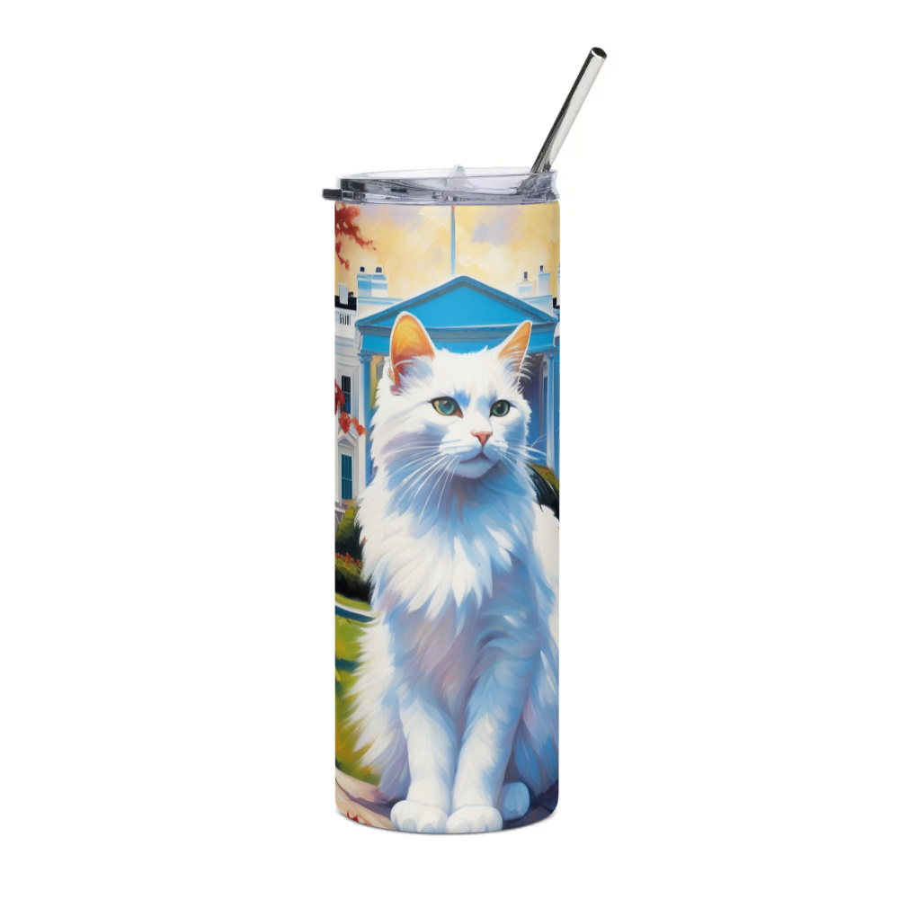 PugMug Custom White Companion Cat Stainless Steel Tumbler
