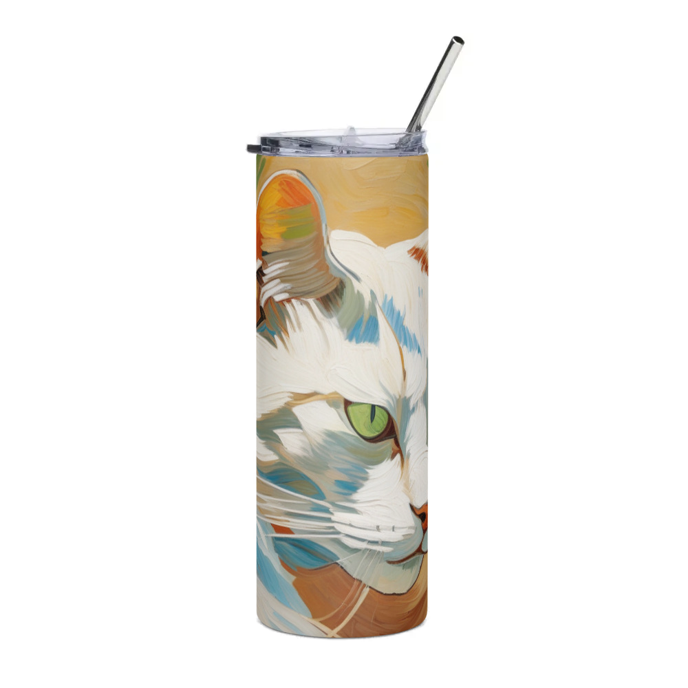 PugMug Custom White Companion Cat Stainless Steel Tumbler
