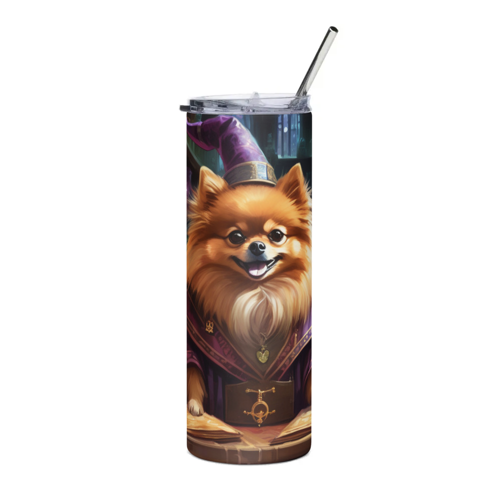 PugMug Custom Tan Pomeranian Stainless Steel Tumbler