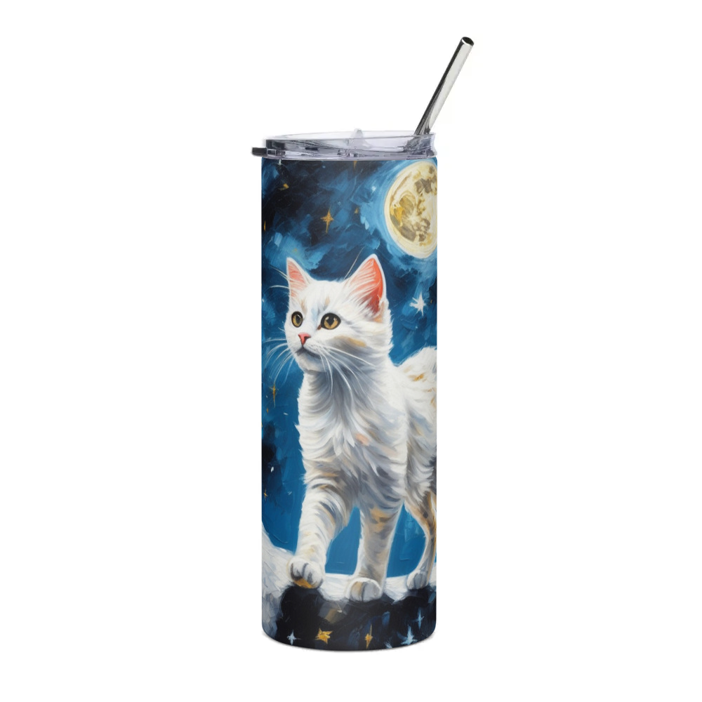 PugMug Custom White Companion Cat Stainless Steel Tumbler