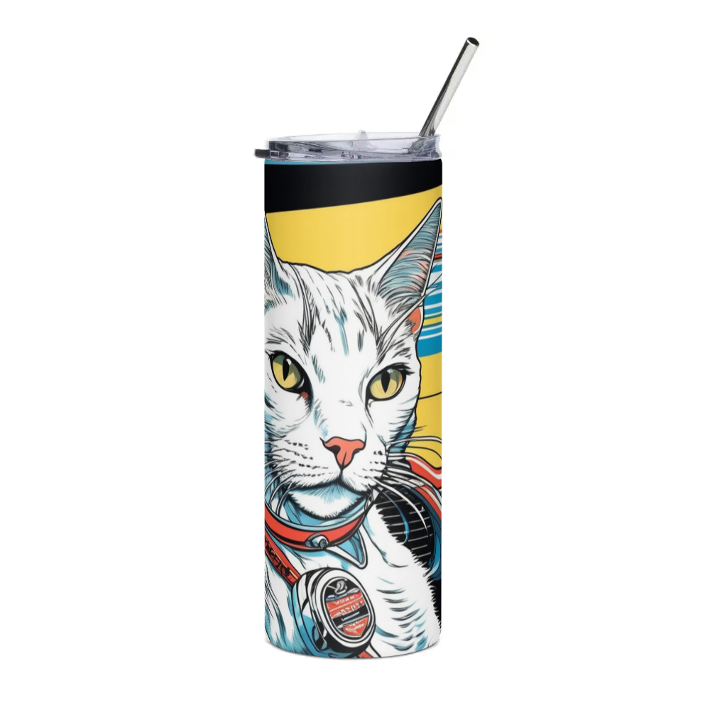 PugMug Custom White Companion Cat Stainless Steel Tumbler