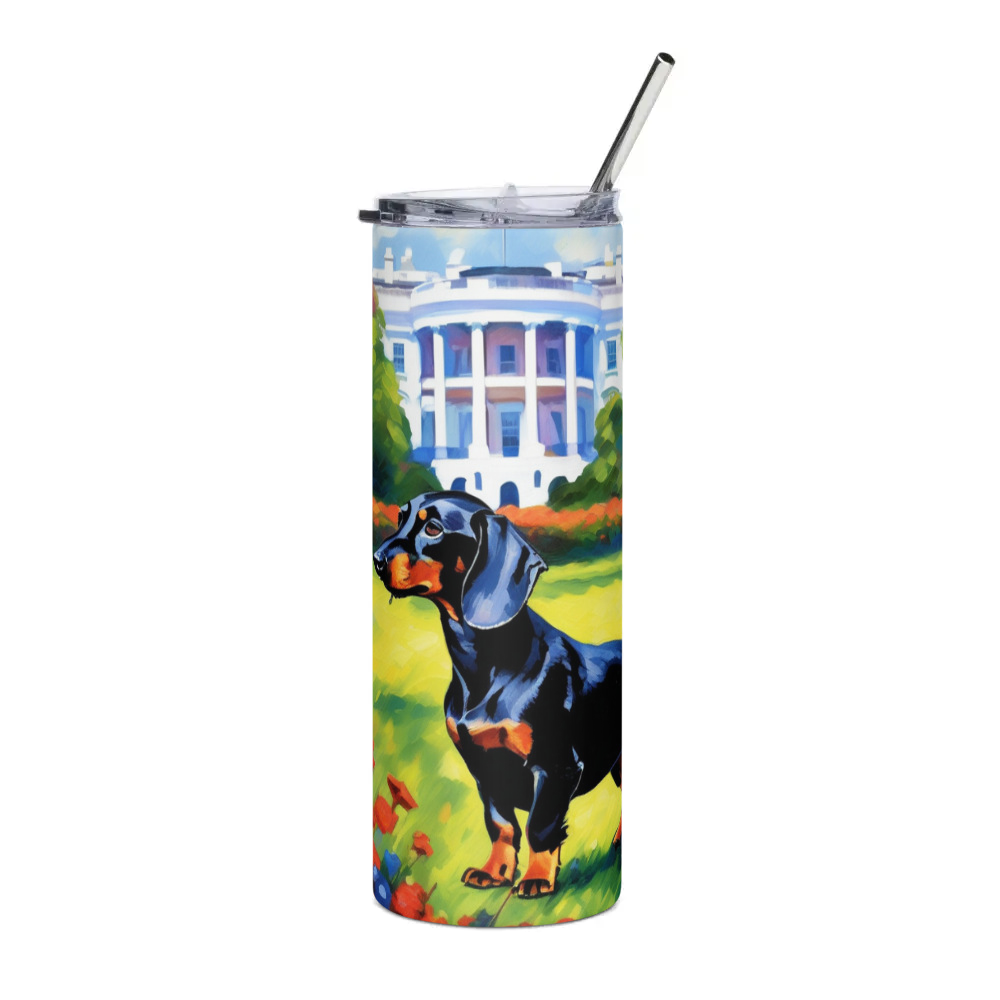 PugMug Custom Black Dachshund Stainless Steel Tumbler