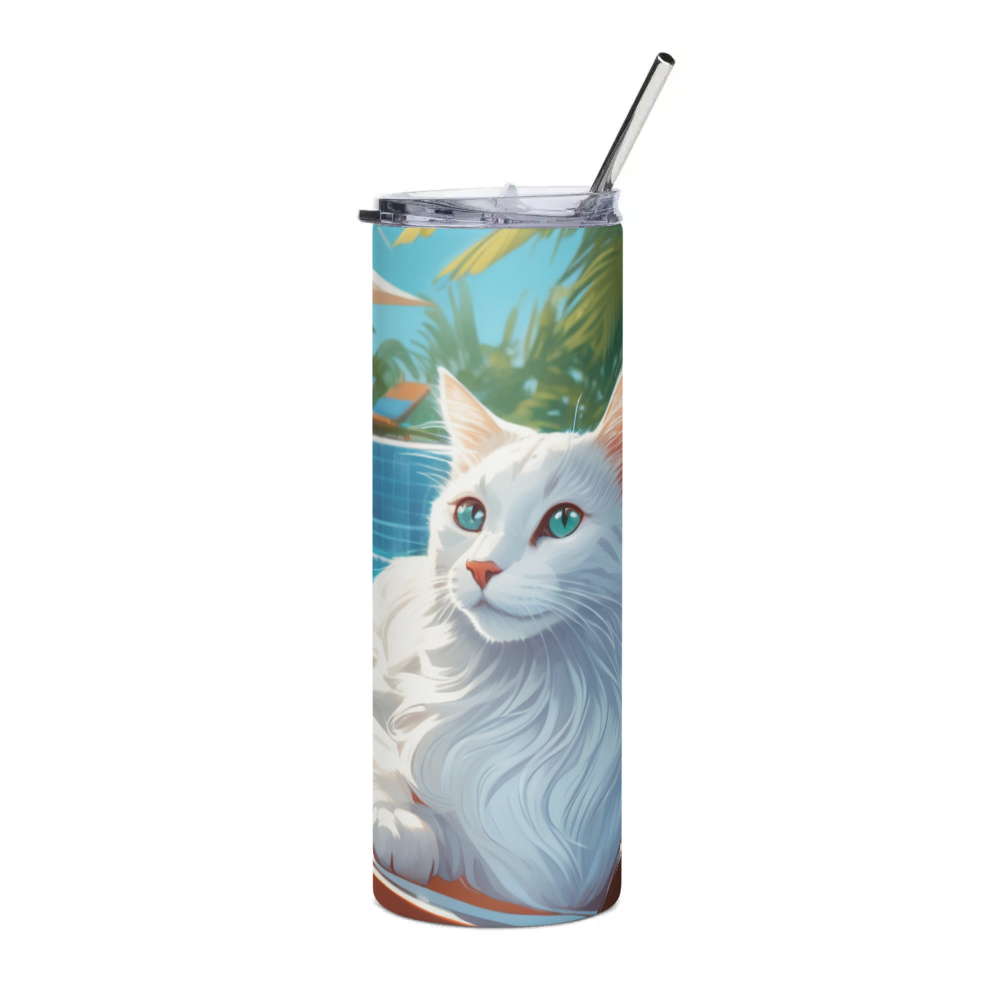 PugMug Custom White Companion Cat Stainless Steel Tumbler