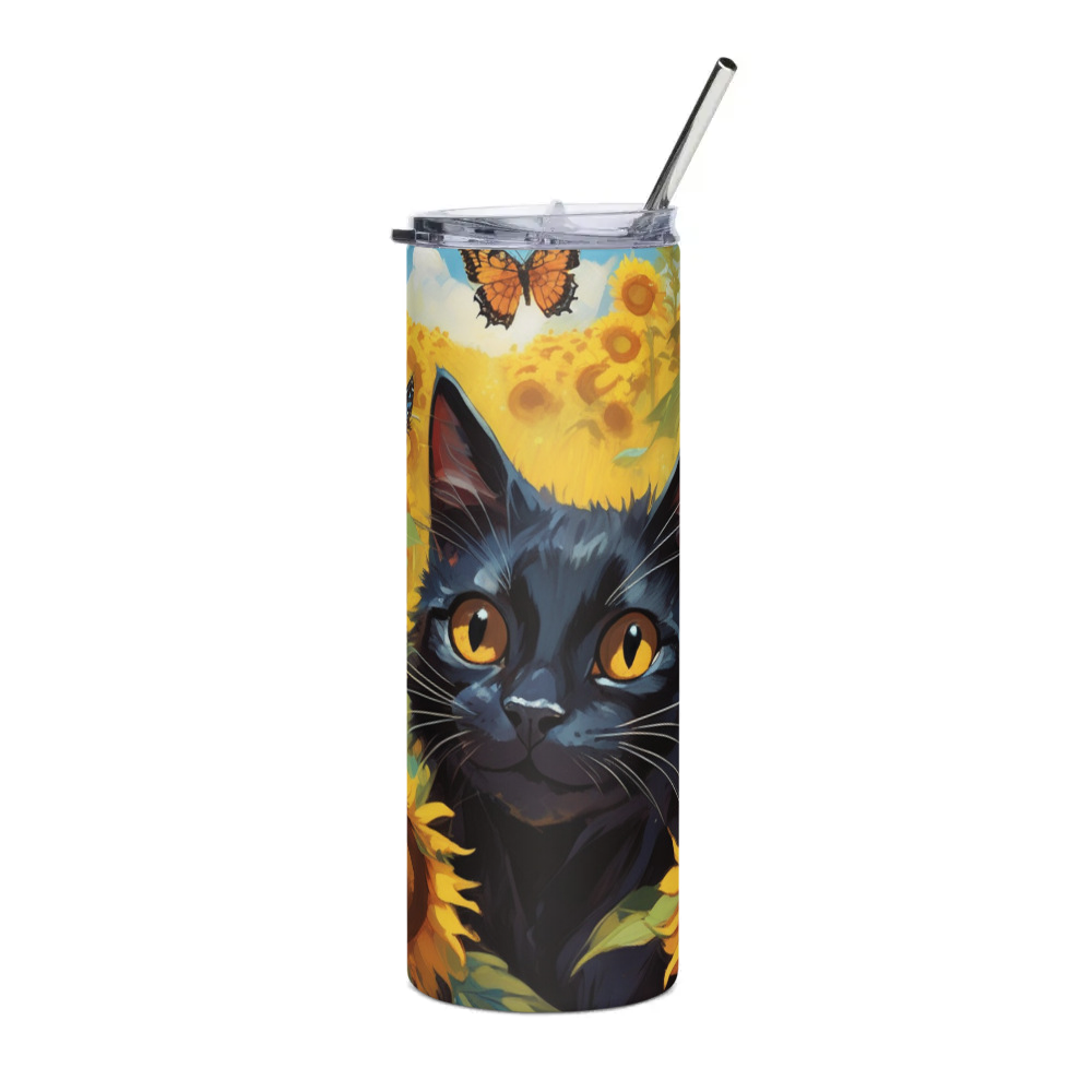 PugMug Custom Black Companion Cat Stainless Steel Tumbler
