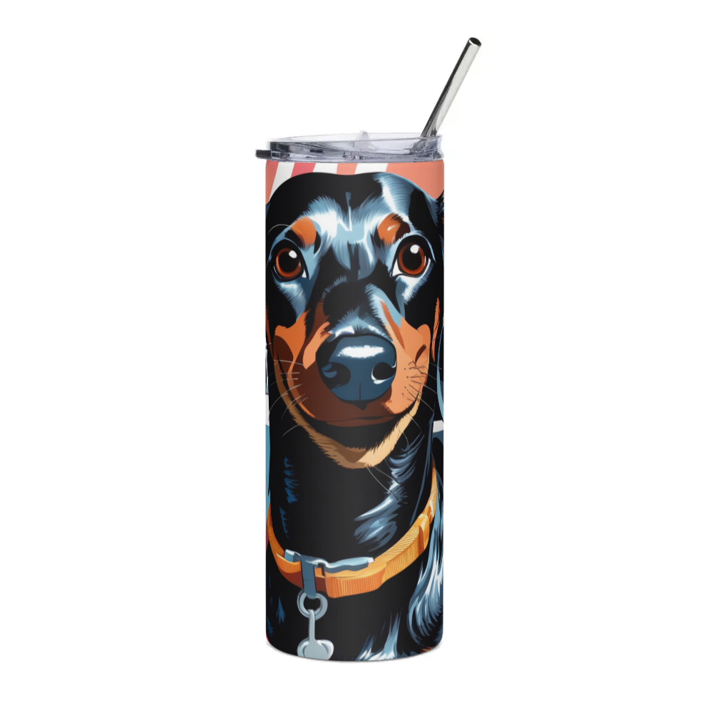 PugMug Custom Black Dachshund Stainless Steel Tumbler