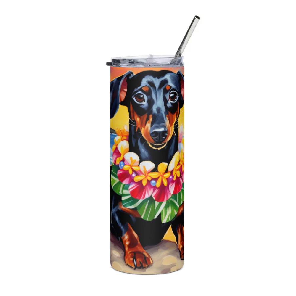 PugMug Custom Black Dachshund Stainless Steel Tumbler