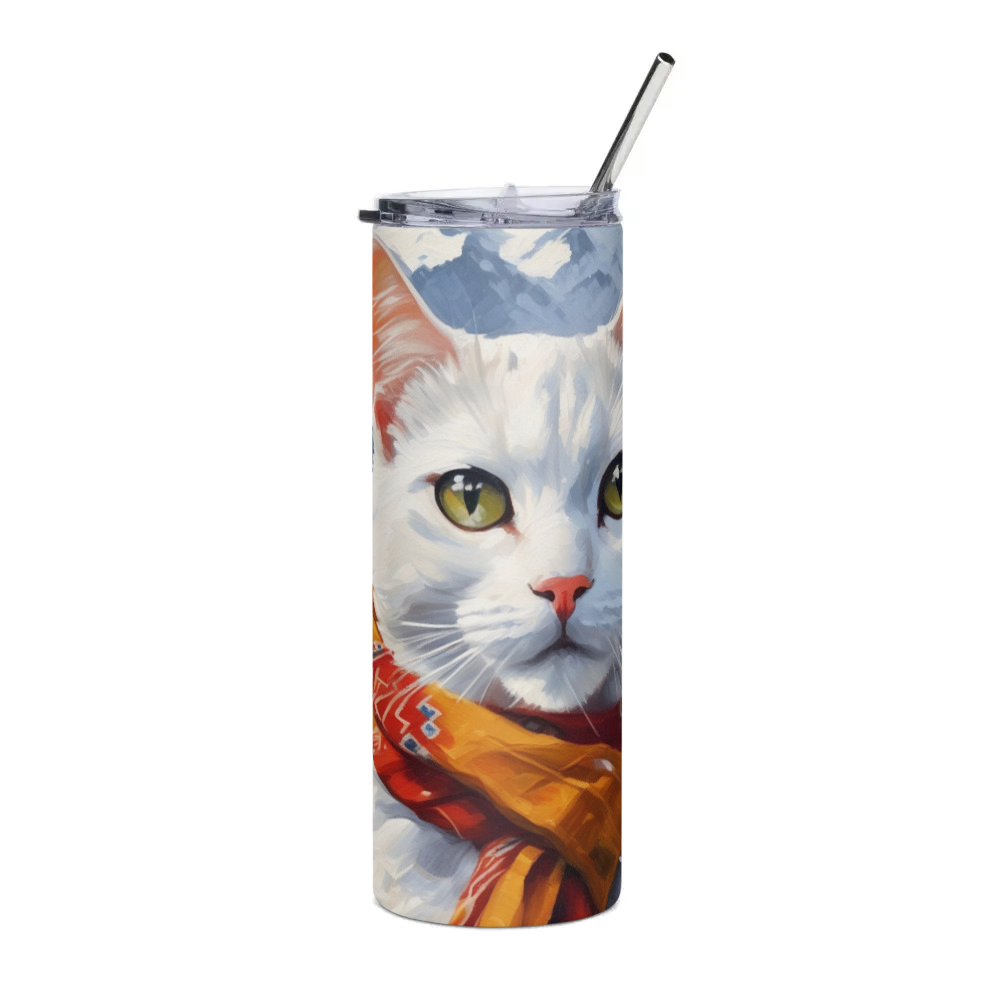 PugMug Custom White Companion Cat Stainless Steel Tumbler