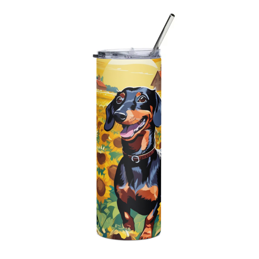 PugMug Custom Black Dachshund Stainless Steel Tumbler