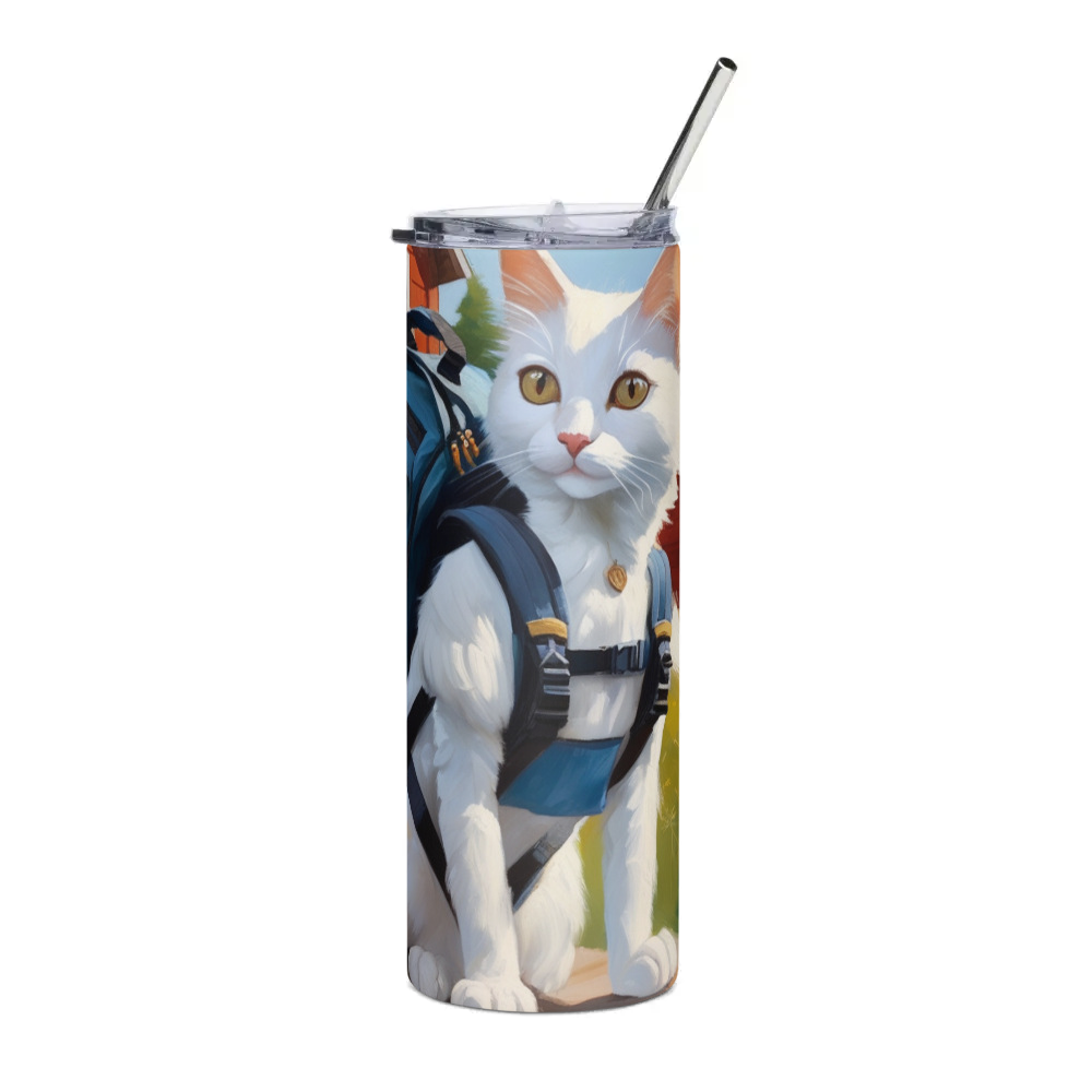 PugMug Custom White Companion Cat Stainless Steel Tumbler