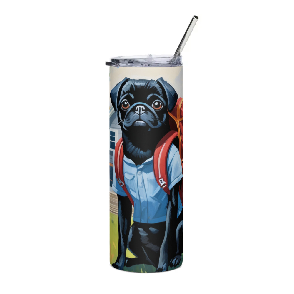 PugMug Custom Black Pug Stainless Steel Tumbler