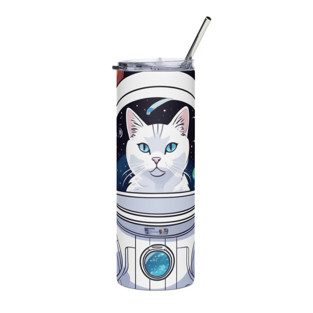 PugMug Custom White Companion Cat Stainless Steel Tumbler