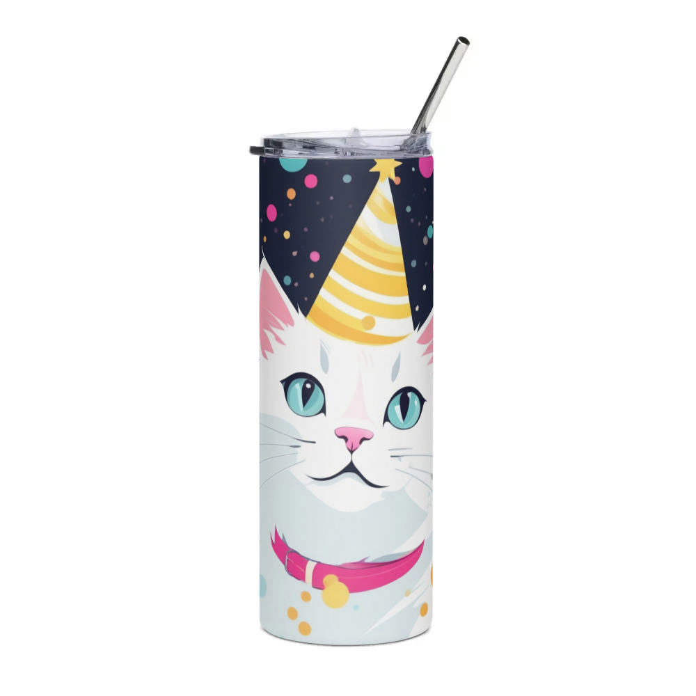 PugMug Custom White Companion Cat Stainless Steel Tumbler