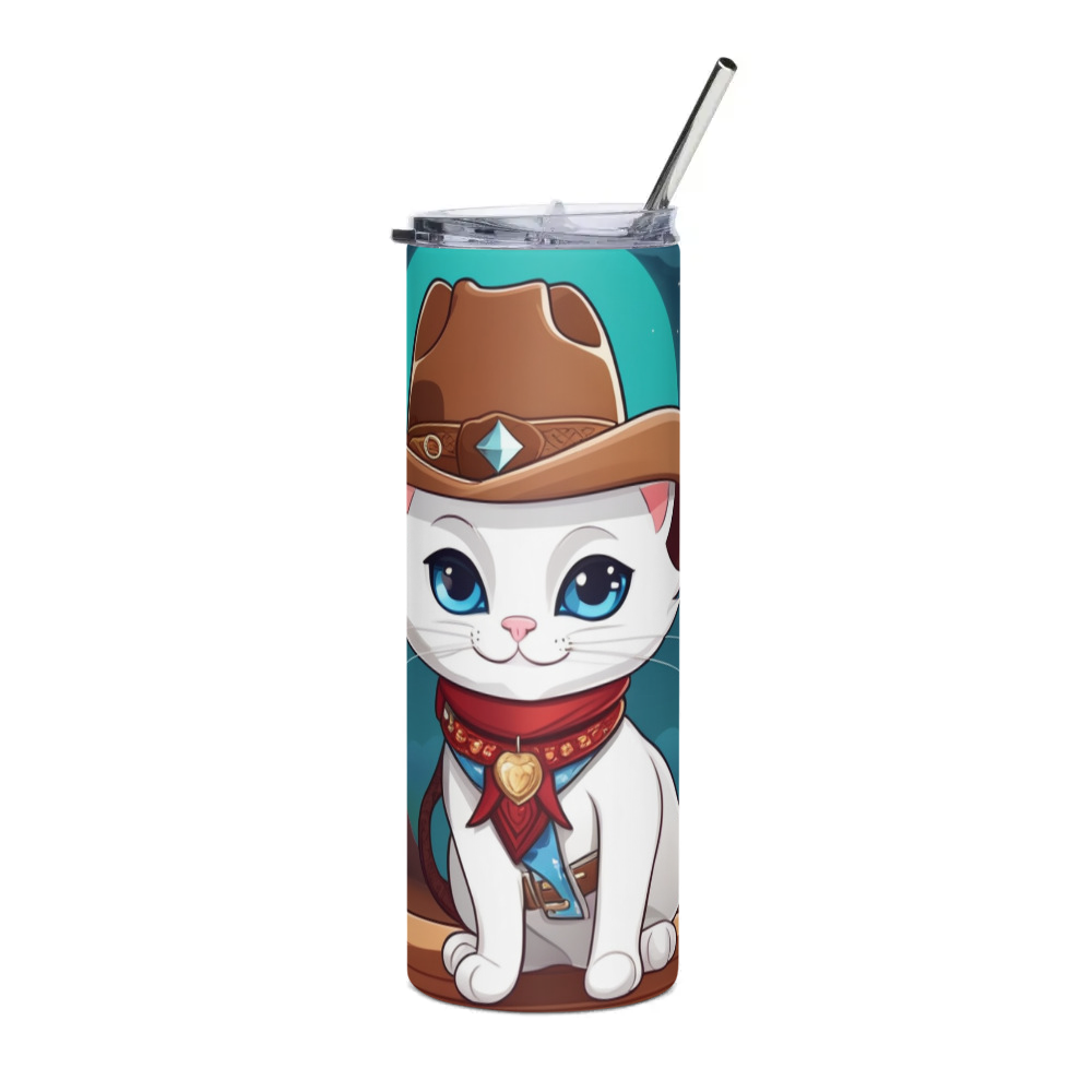 PugMug Custom White Companion Cat Stainless Steel Tumbler