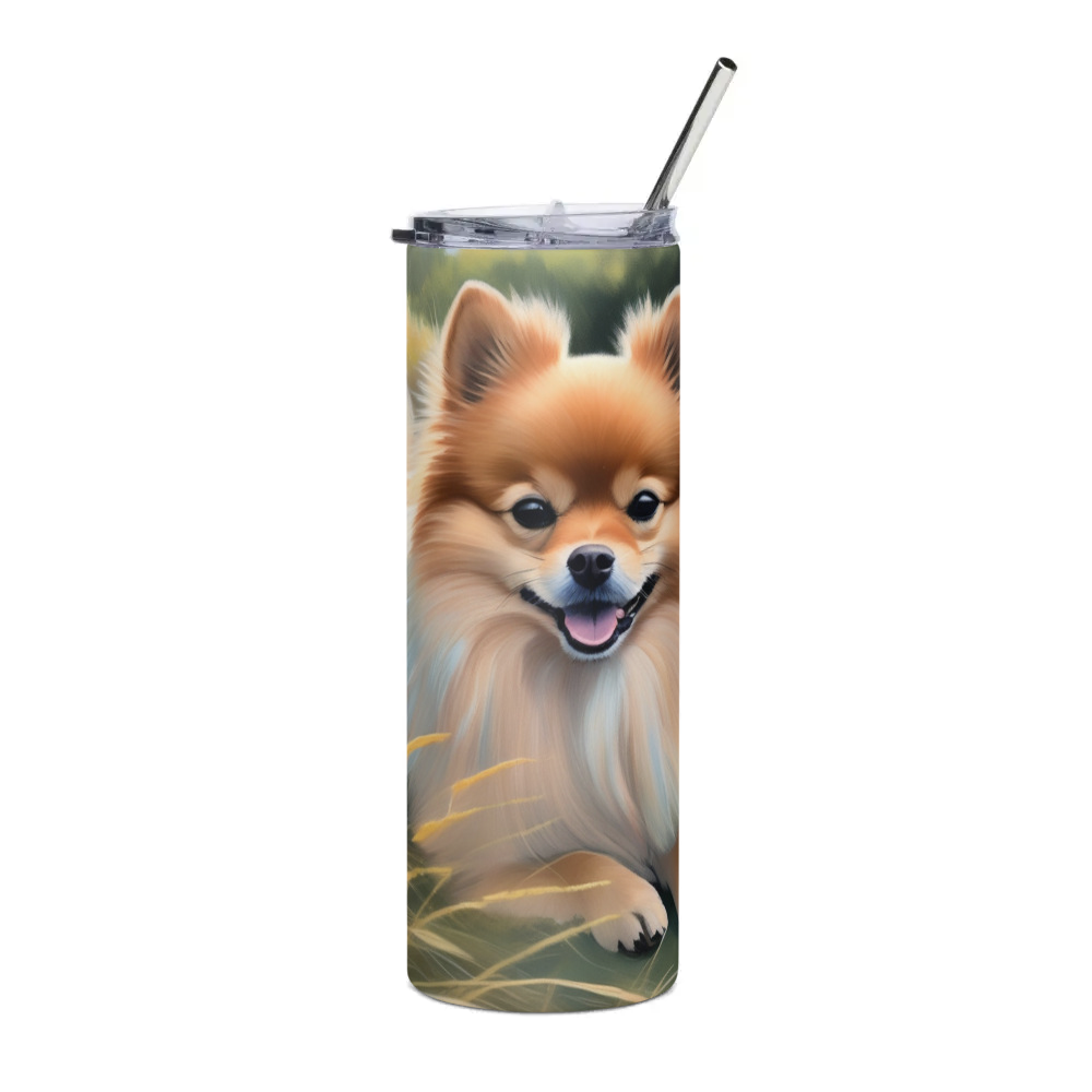 PugMug Custom Tan Pomeranian Stainless Steel Tumbler