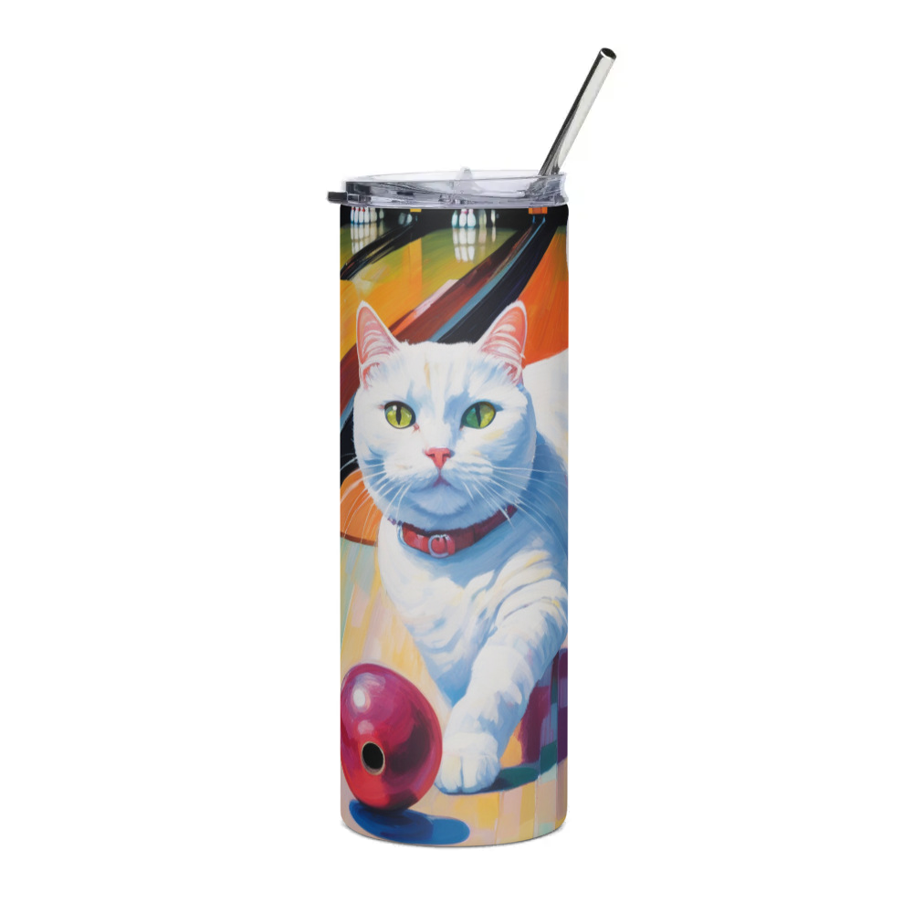 PugMug Custom White Companion Cat Stainless Steel Tumbler
