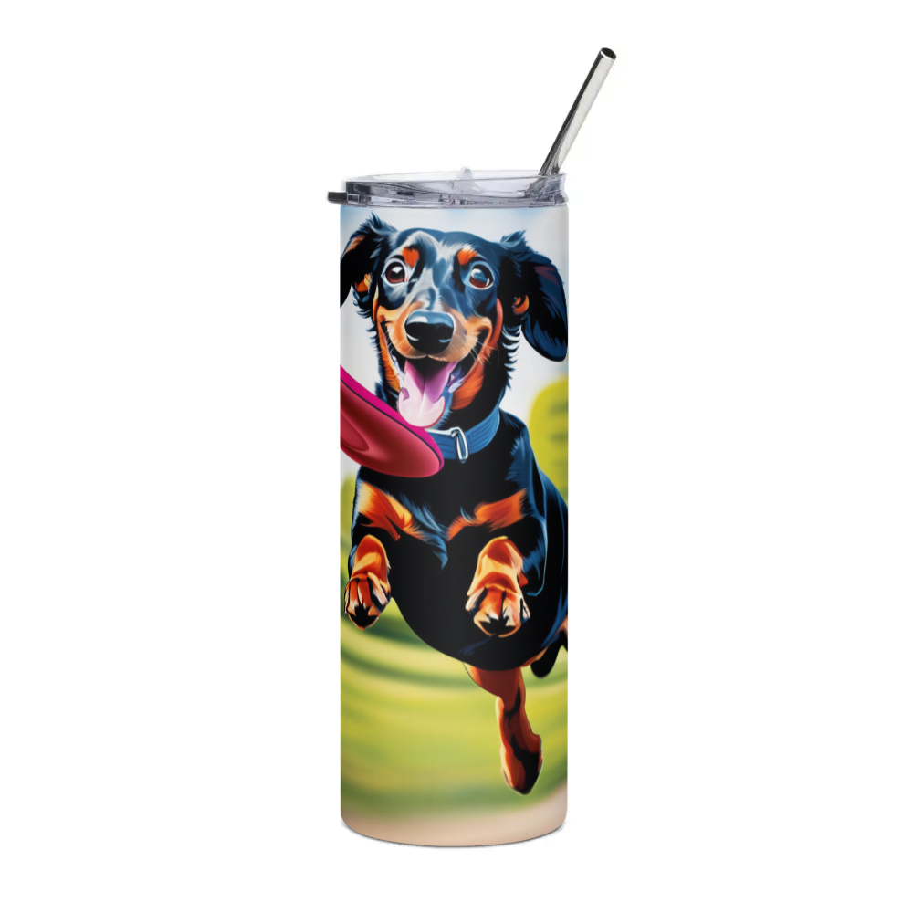 PugMug Custom Black Dachshund Stainless Steel Tumbler