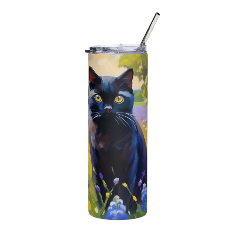 PugMug Custom Black Scottish Fold Cat Stainless Steel Tumbler
