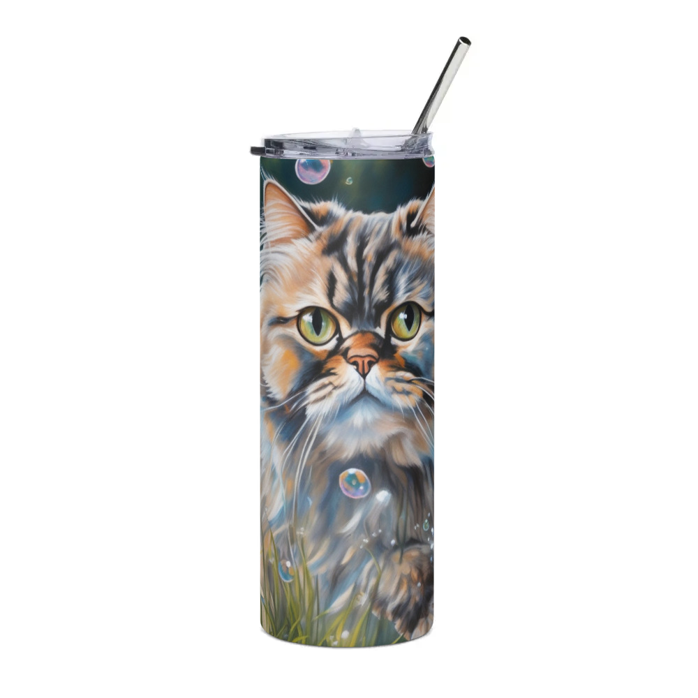 PugMug Custom Tabby Persian Cat Stainless Steel Tumbler