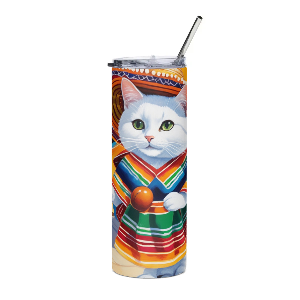 PugMug Custom White Companion Cat Stainless Steel Tumbler