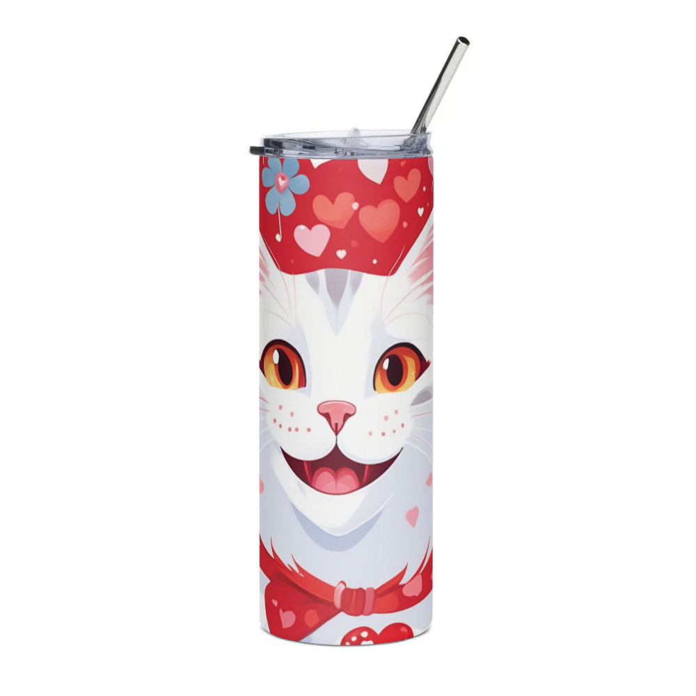 PugMug Custom White Companion Cat Stainless Steel Tumbler