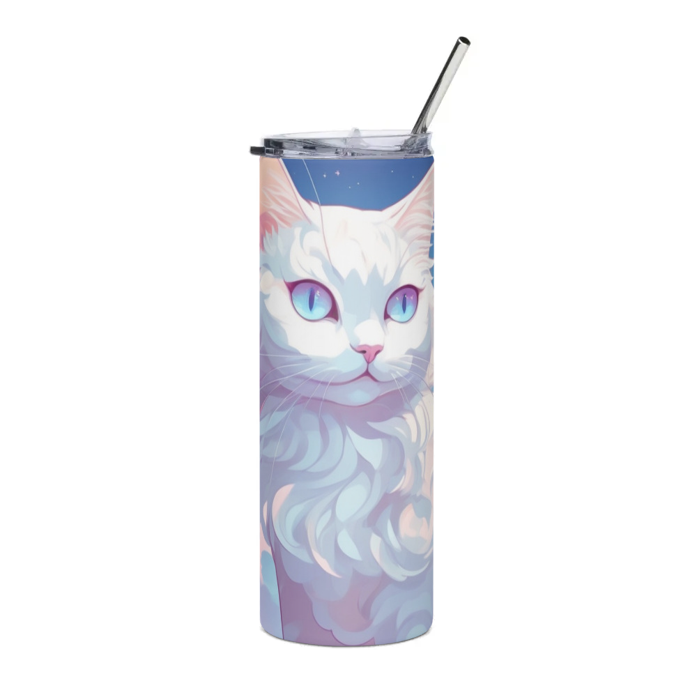 PugMug Custom White Companion Cat Stainless Steel Tumbler