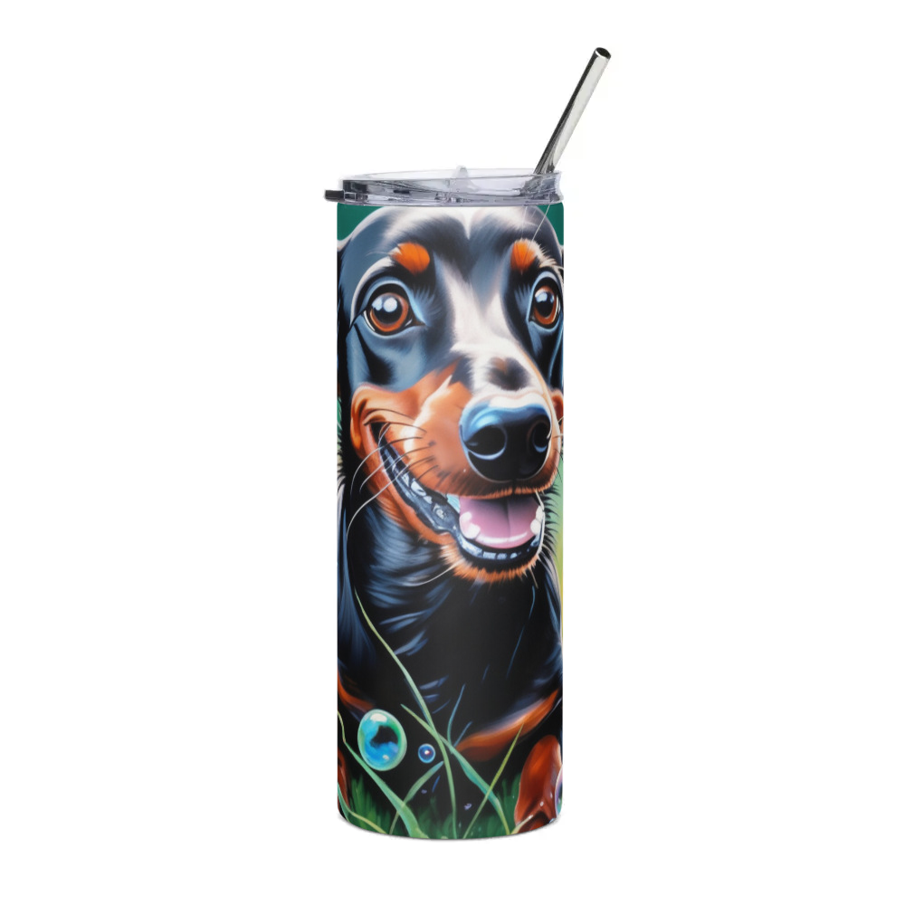 PugMug Custom Black Dachshund Stainless Steel Tumbler