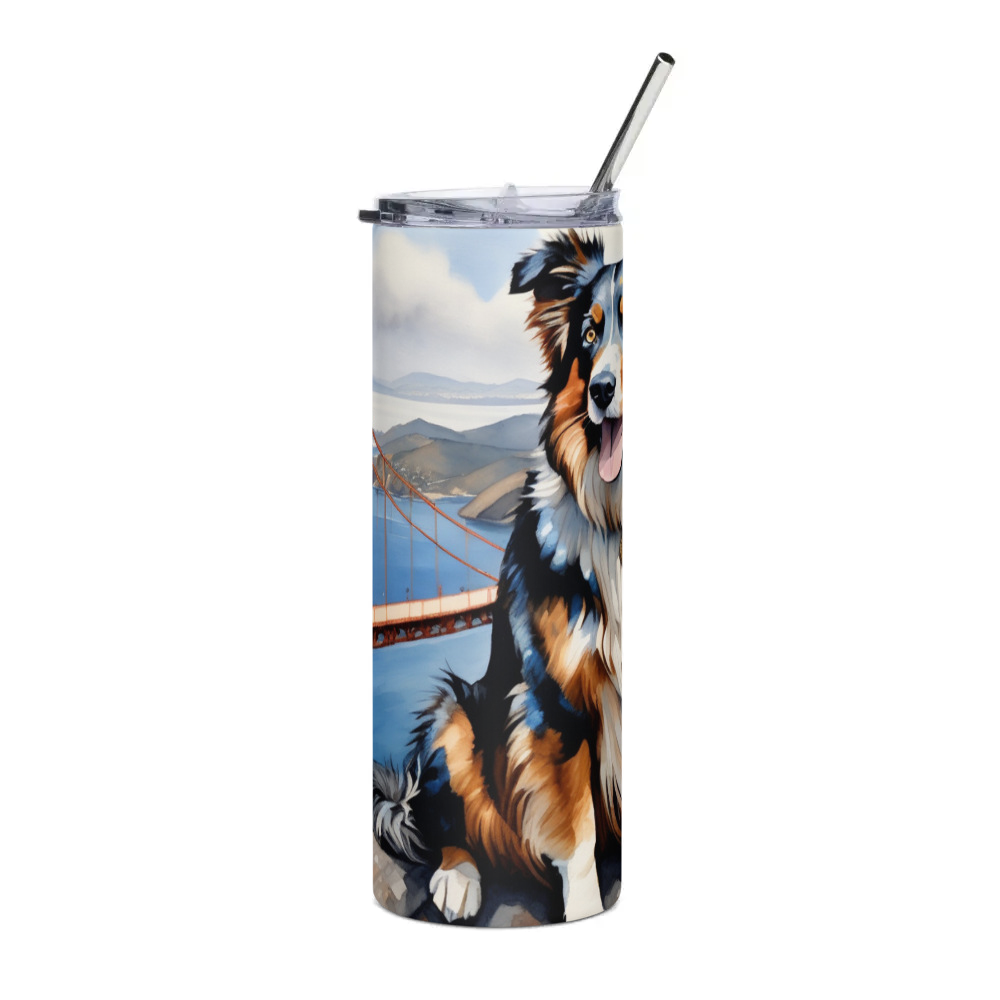 PugMug Custom Australian Shepherd Dog Stainless Steel Tumbler