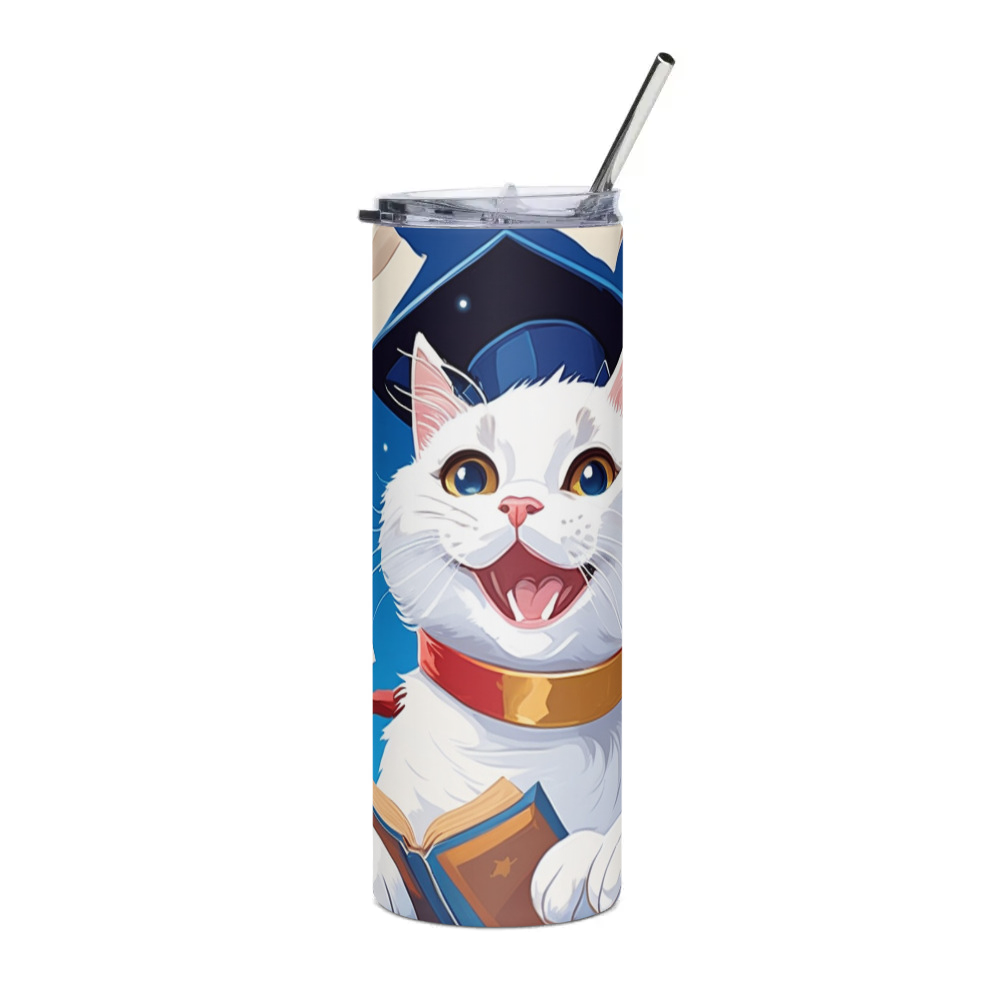 PugMug Custom White Companion Cat Stainless Steel Tumbler