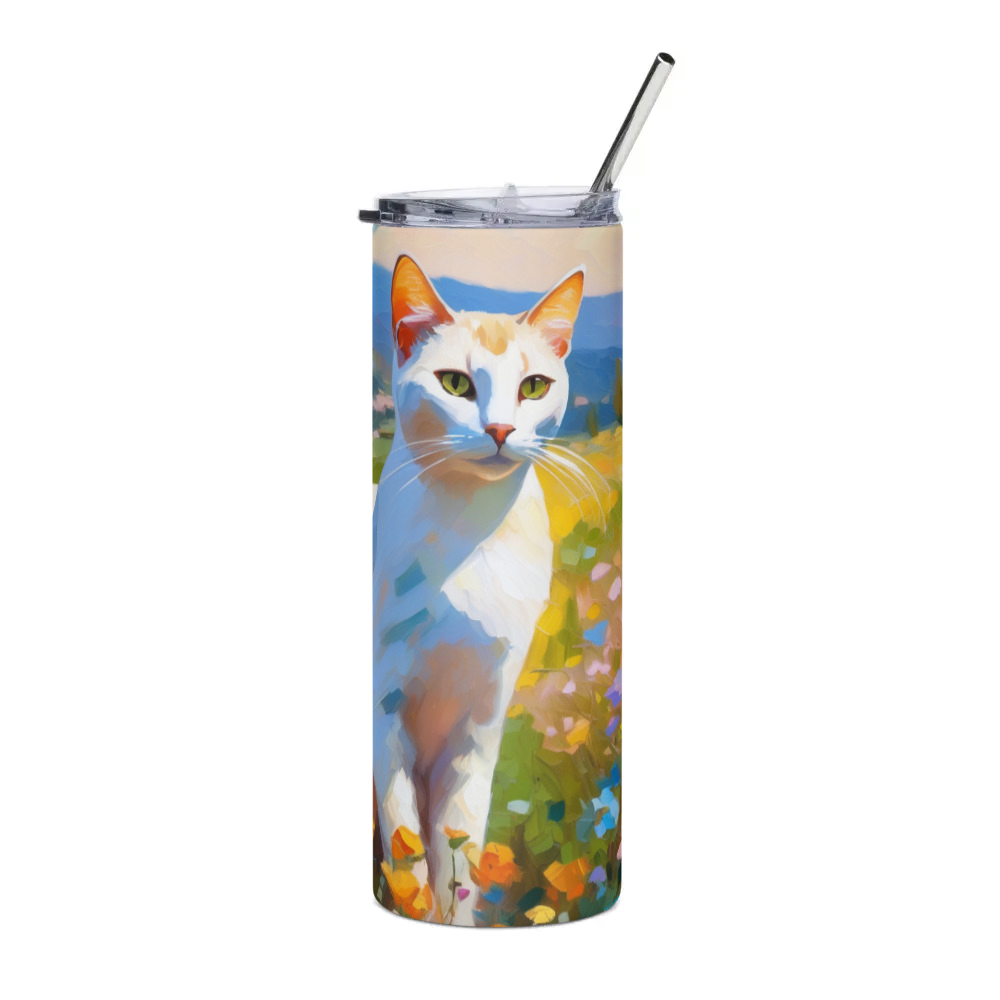 PugMug Custom White Abyssinian Cat Stainless Steel Tumbler