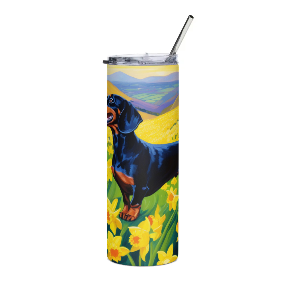 PugMug Custom Black Dachshund Stainless Steel Tumbler