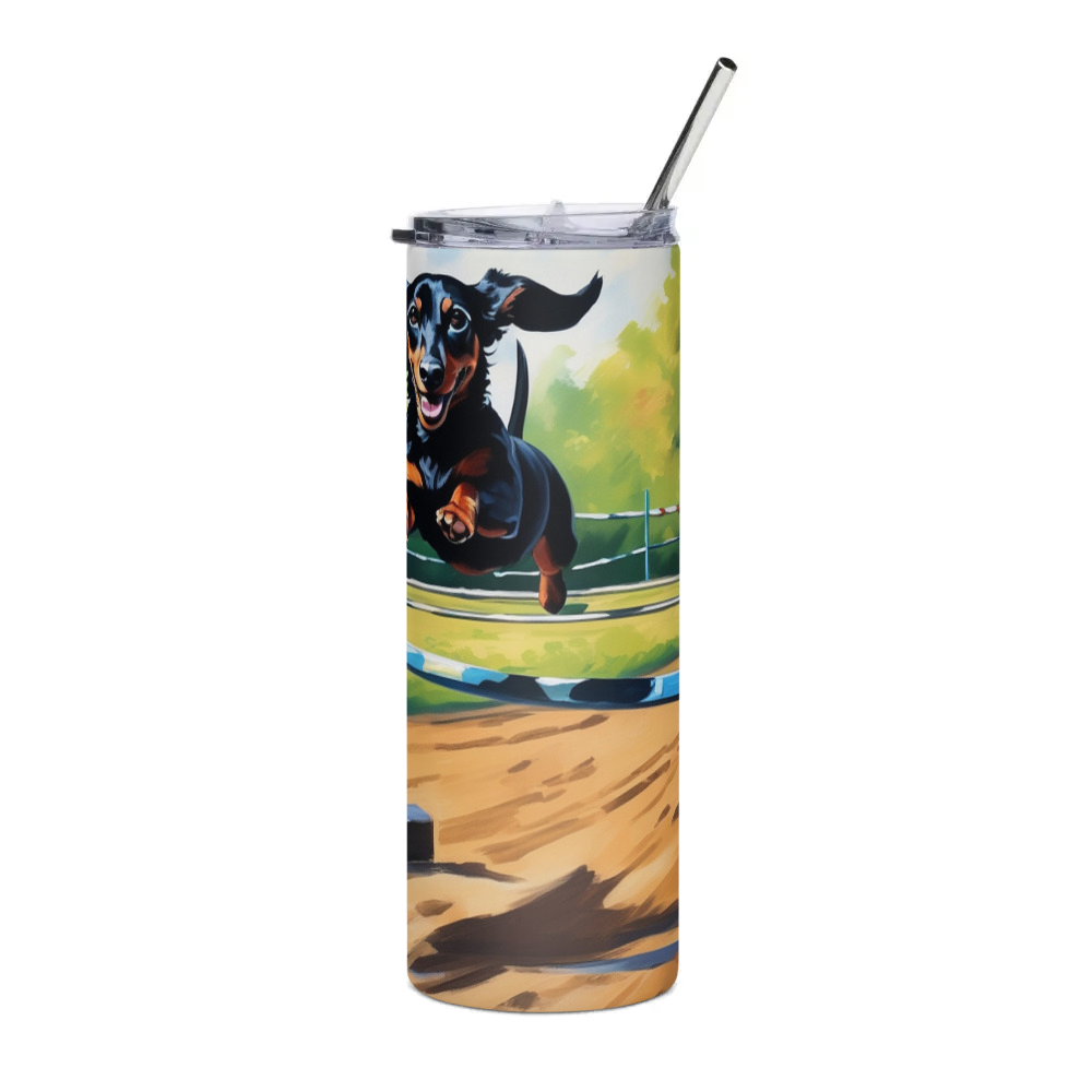 PugMug Custom Black Dachshund Stainless Steel Tumbler