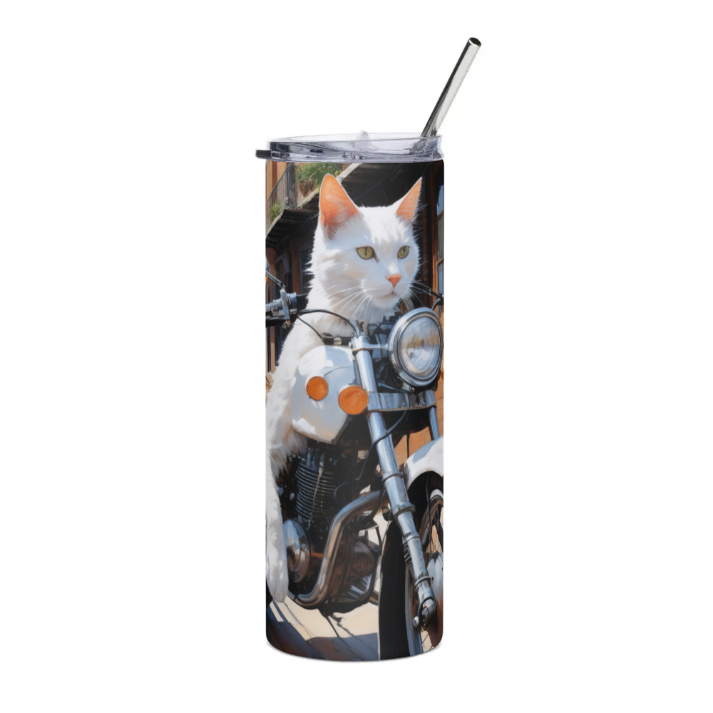 PugMug Custom White Companion Cat Stainless Steel Tumbler
