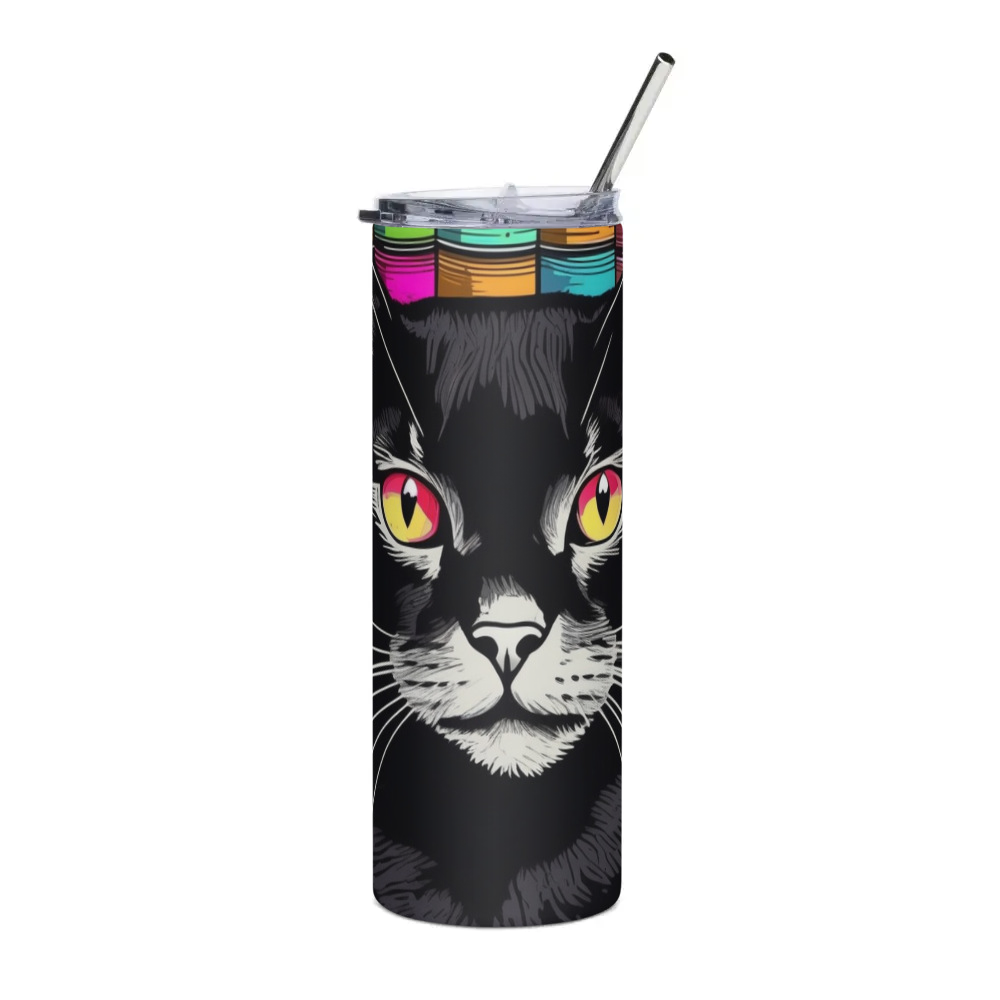 PugMug Custom Black Exotic Cat Stainless Steel Tumbler