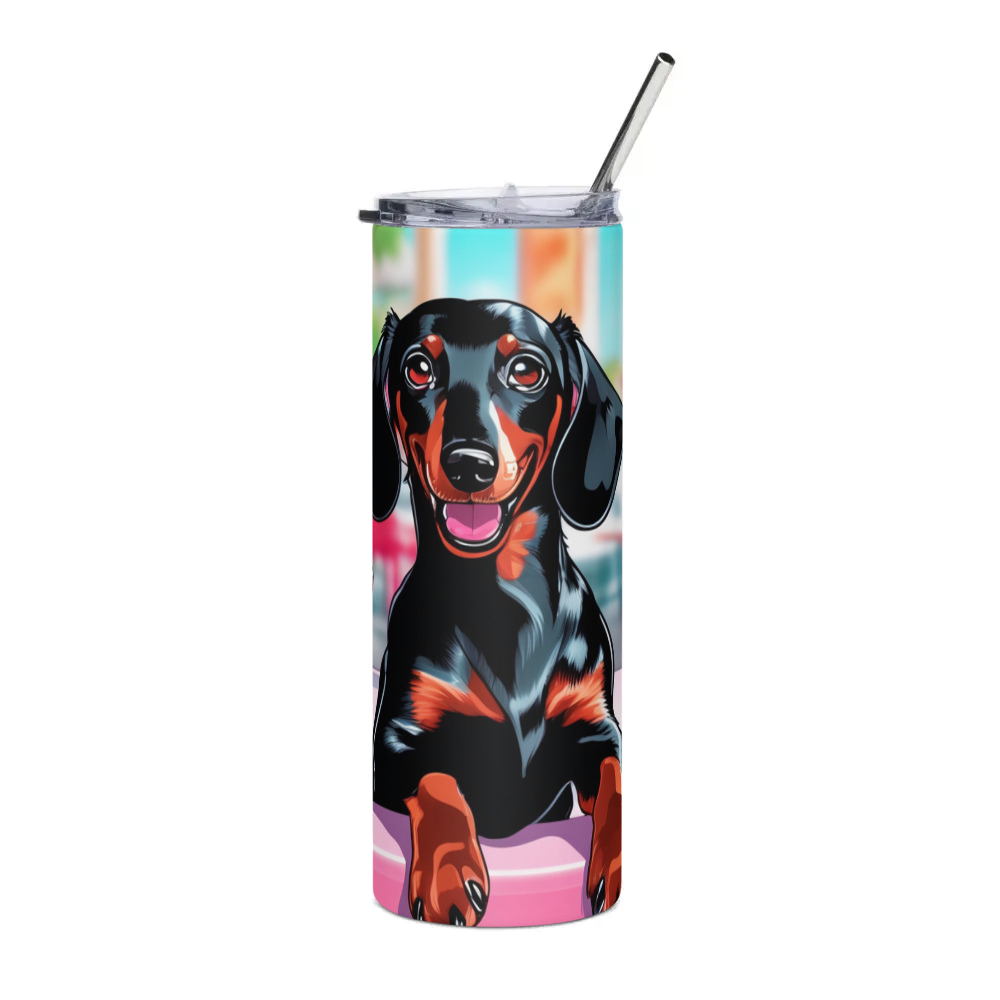 PugMug Custom Black Dachshund Stainless Steel Tumbler