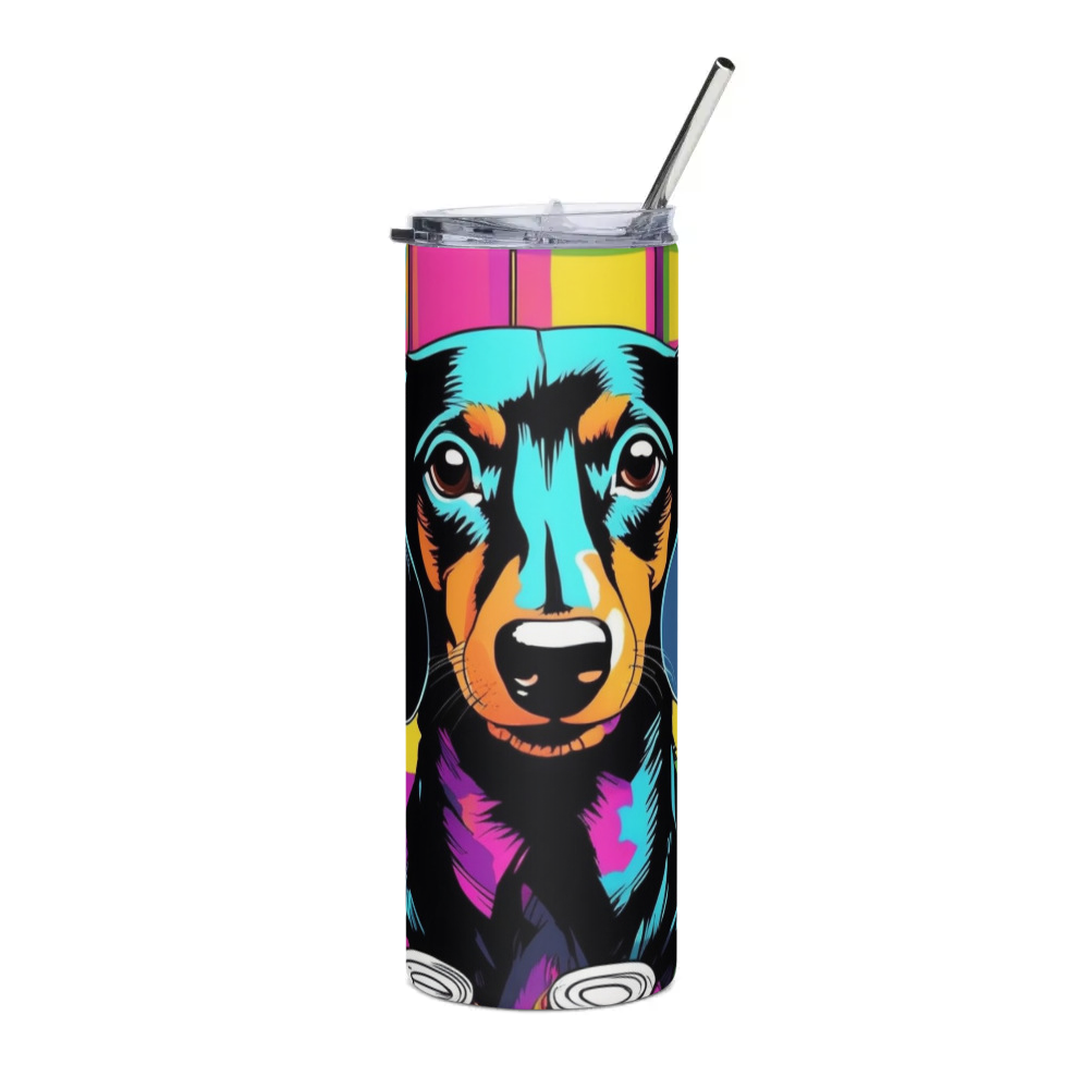 PugMug Custom Black Dachshund Stainless Steel Tumbler