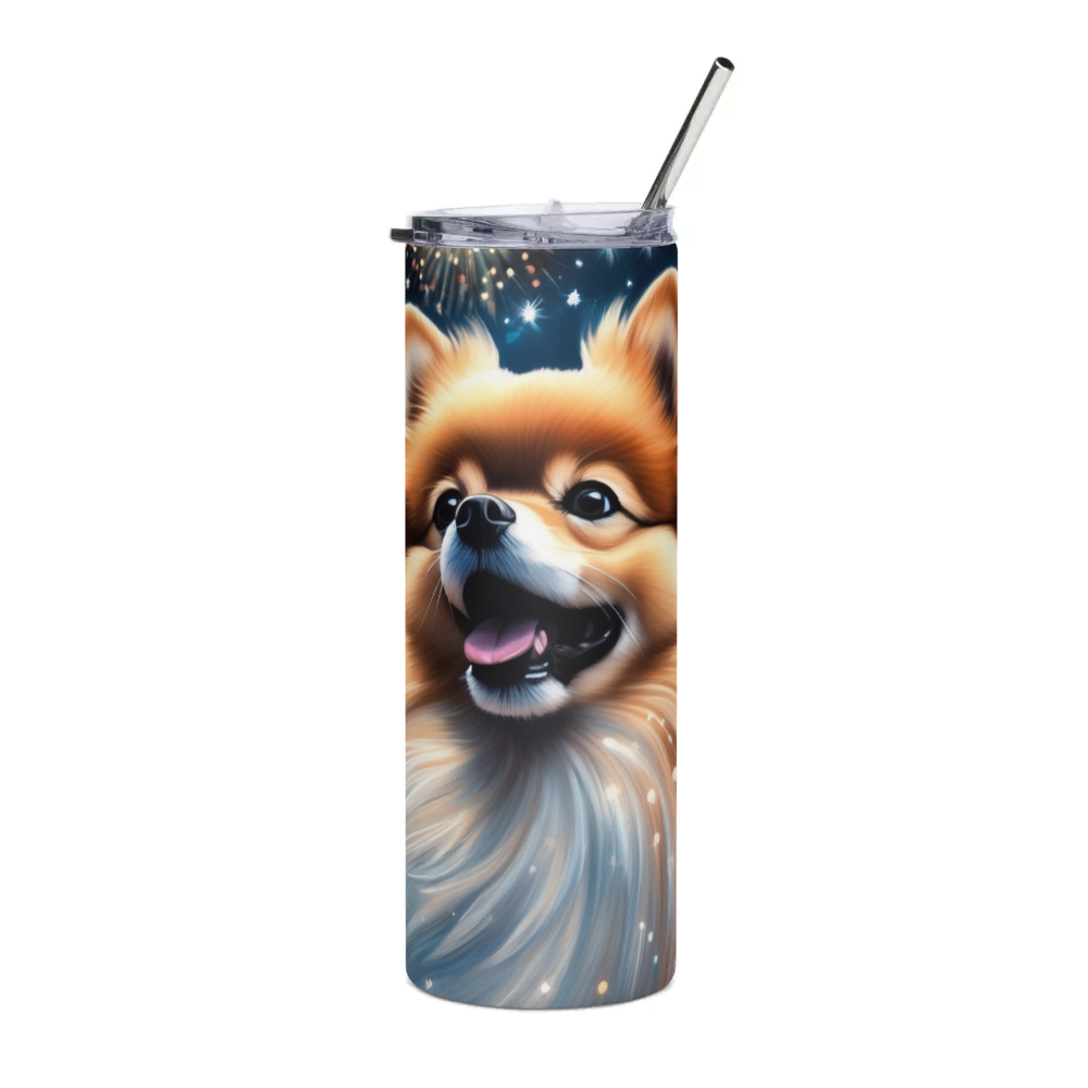 PugMug Custom Tan Pomeranian Stainless Steel Tumbler