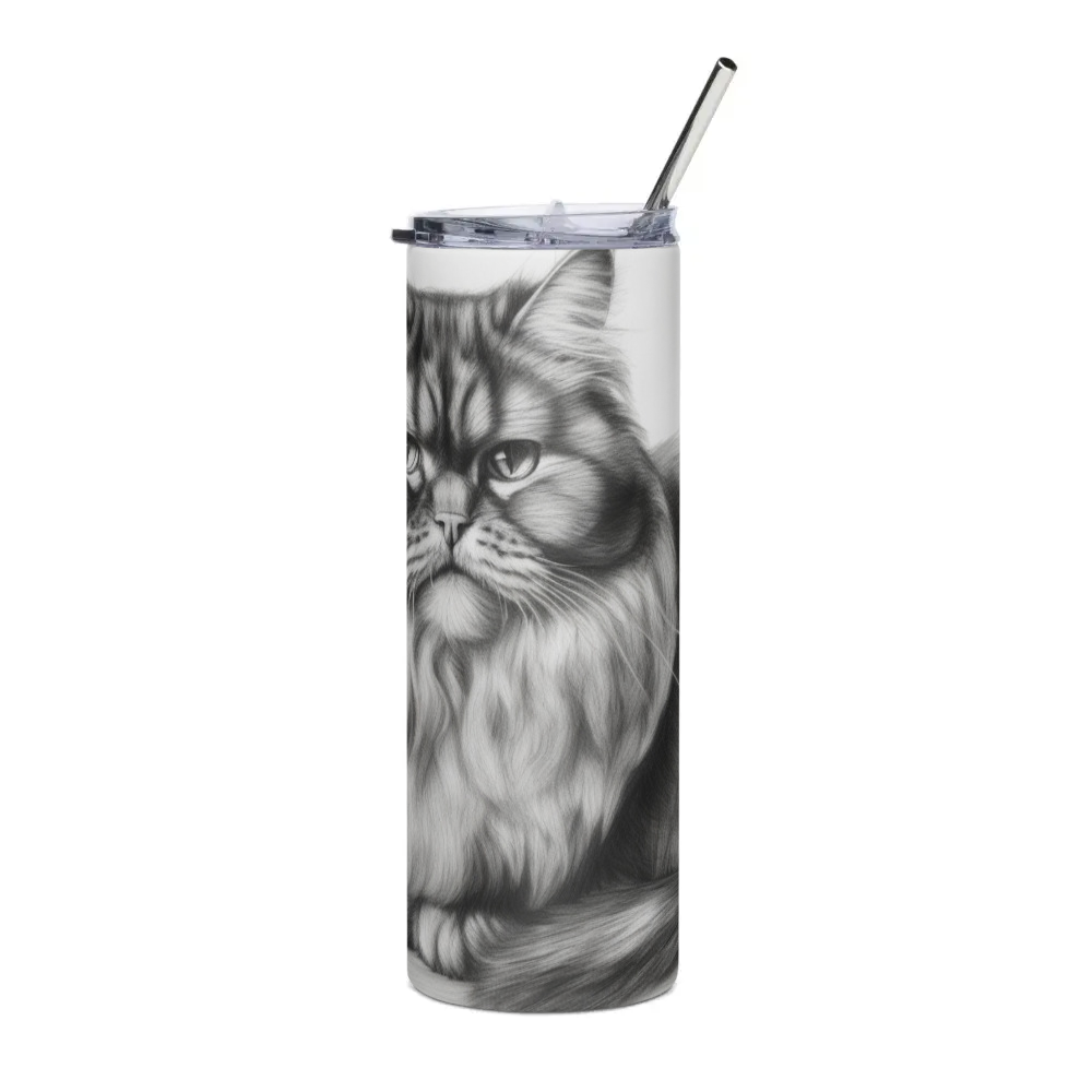 PugMug Custom Tabby Persian Cat Stainless Steel Tumbler