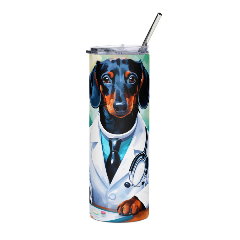 PugMug Custom Black Dachshund Stainless Steel Tumbler