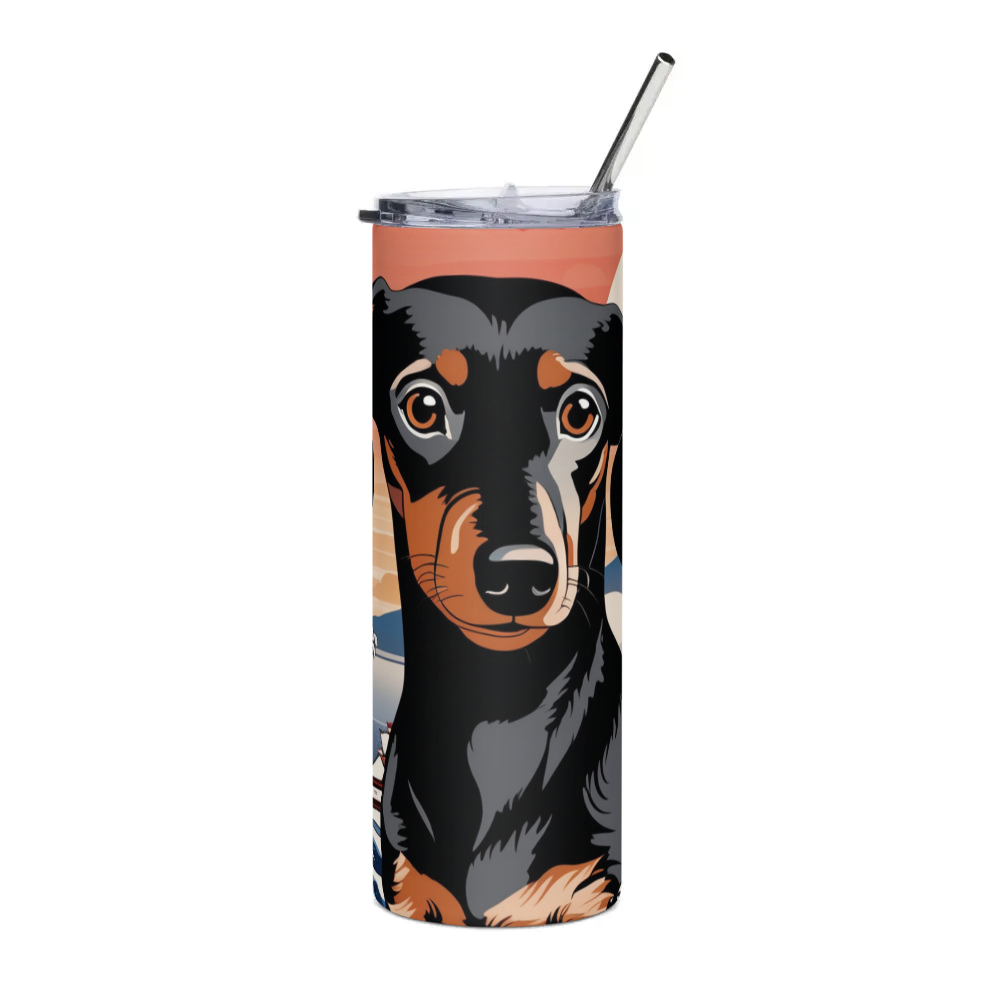 PugMug Custom Black Dachshund Stainless Steel Tumbler