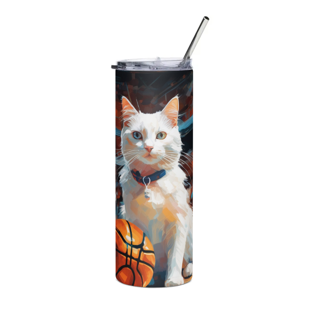 PugMug Custom White Companion Cat Stainless Steel Tumbler