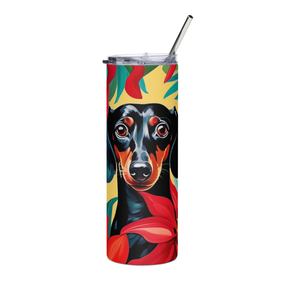 PugMug Custom Black Dachshund Stainless Steel Tumbler