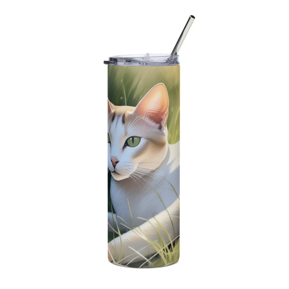 PugMug Custom White Abyssinian Cat Stainless Steel Tumbler
