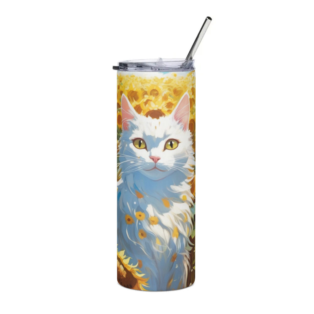 PugMug Custom White Companion Cat Stainless Steel Tumbler